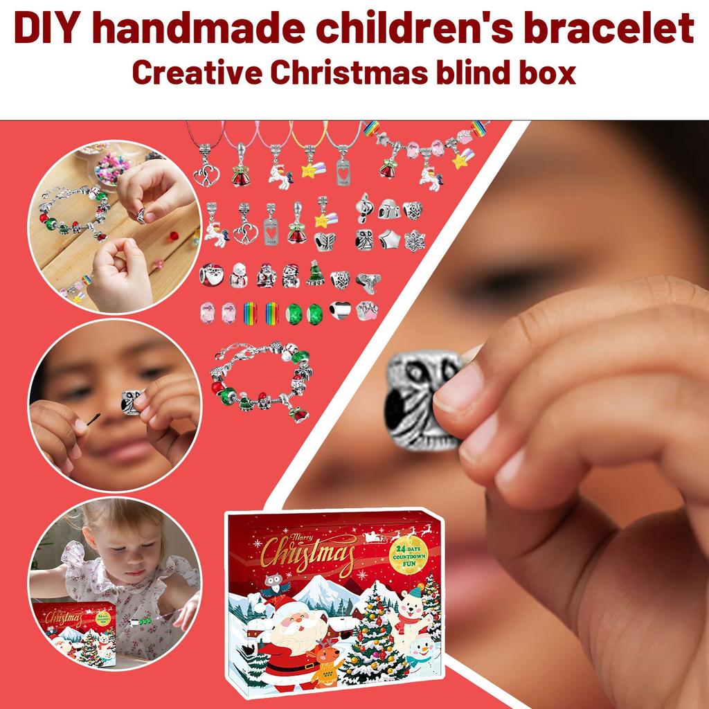 Christmas Advent Calendar Bracelet, 24 Day Christmas Countdown Calendar DIY Jewelry Making Kit Beaded Bracelet