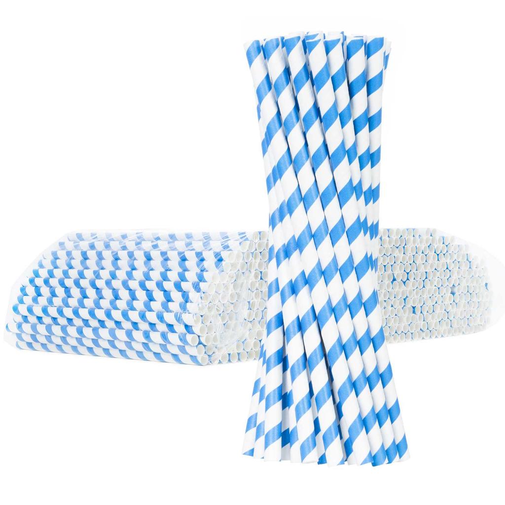 Organic Paper Straws, Ecological, PAPER STRAWS, Thick, 8205mm, White, Blue, 500pcs