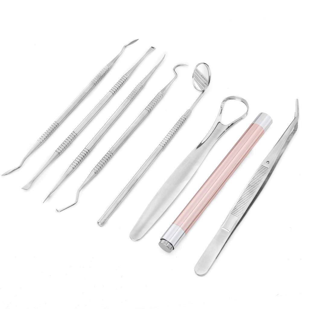 8pcs   set Dental Tartar Scaler Teeth Pick Teeth Tartar Scraper Mouth Mirror Flashlight