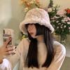 Beige Fluffy Warm Winter Hat For Women Sweet Korean Style Ear Bucket Protection