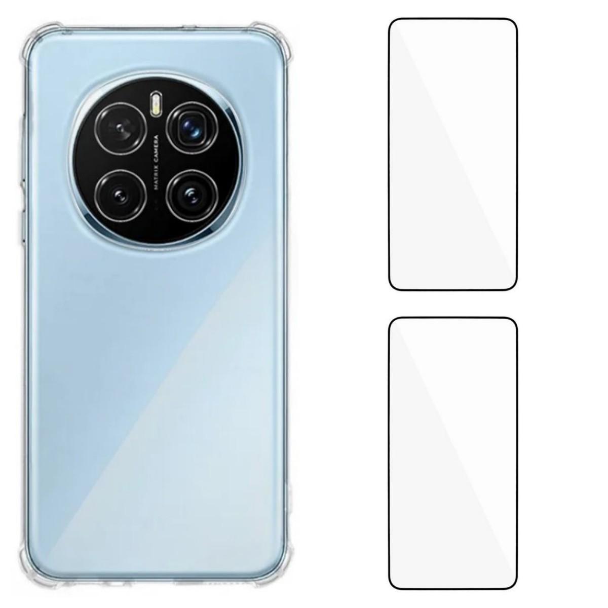 

For Honor Magic7 Pro 5G TPU Case WANLONFENG WL3 Series 1.5mm Phone Cover with 2Pcs Tempered Glass Films Transparent