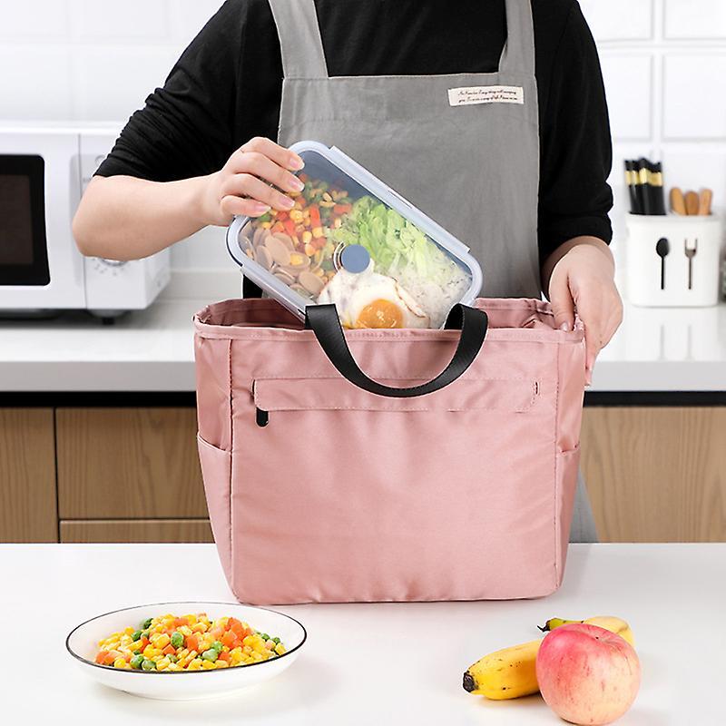 Insulated Lunch Bag Large Capacity Picnic Bento Tote Bag with Side Pocket Waterproof Leakproof Zipper Closure