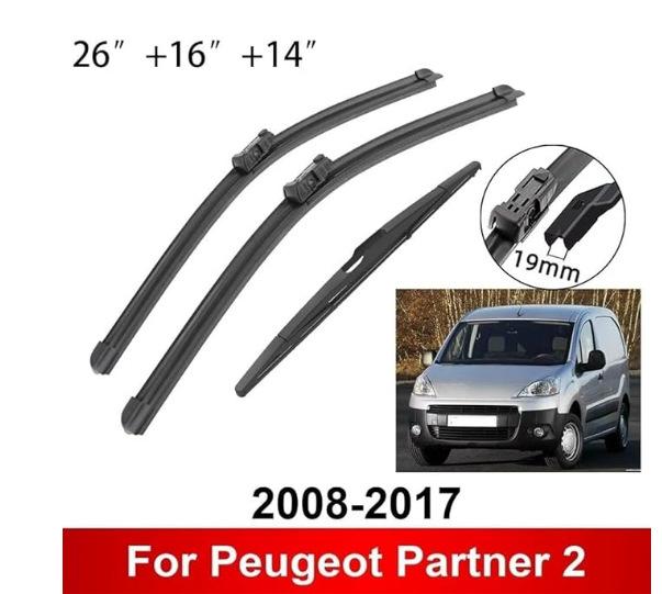 

For Peugeot 2008-2017 Wipers 26 + 16 + 14Peugeot Partner2 Wipers 2008-2017Peugeot Partner2 26+16+14