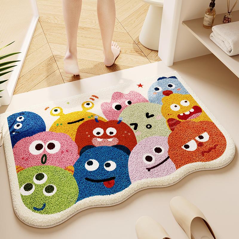Absorbent Monster Bathroom Floor Mat Bathroom Floor Mat Imitation Cashmere Door Mat Non-slip Mat Household Bedroom Carpet Door Mat
