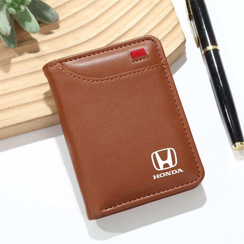 Leather Mini Credit Card Purse Portable Car Wallet For Honda civic accord fit jazz pilot CRV odyssey passport city shuttle HRV XI6