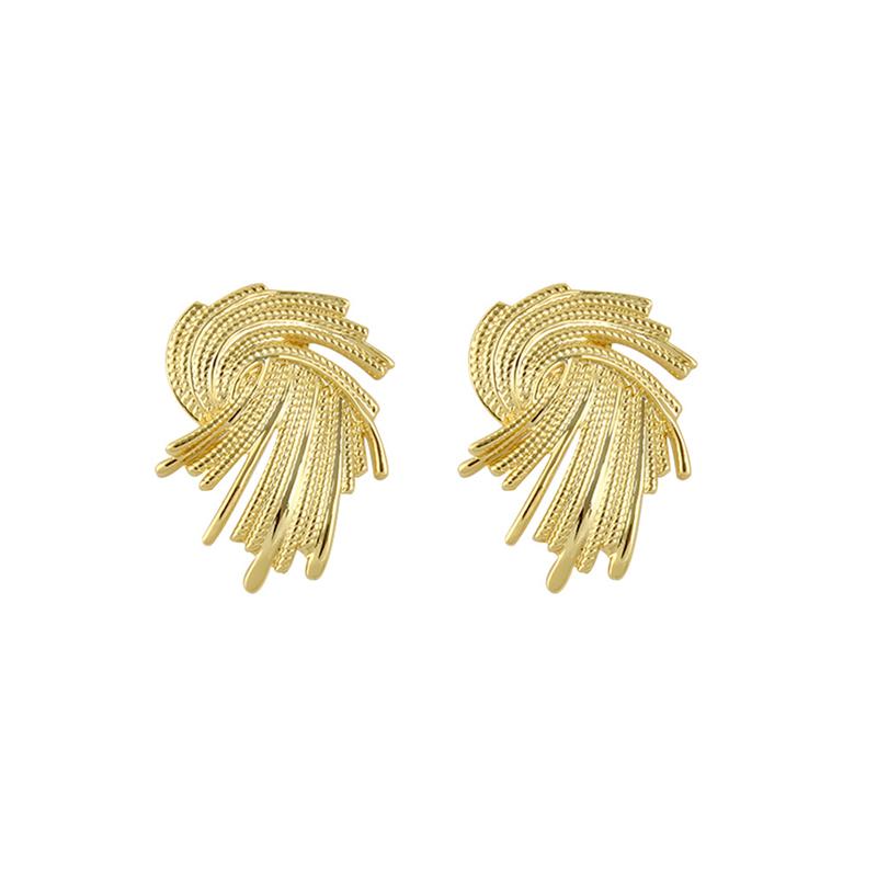 Gold Color Metal Wings Stud Earrings for Female Irregular Geometric Statement Fire-works Unique Design Women's Cool Stuff