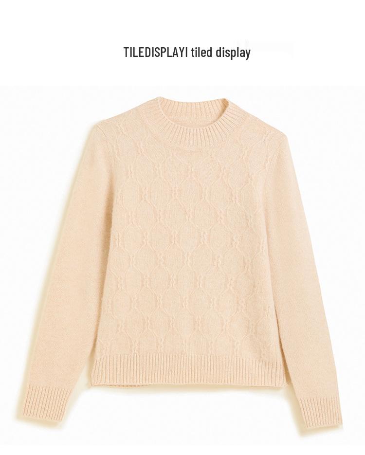 Autumn/Winter Cashmere Half-High Neck Long Sleeve Cable Knit Sweater