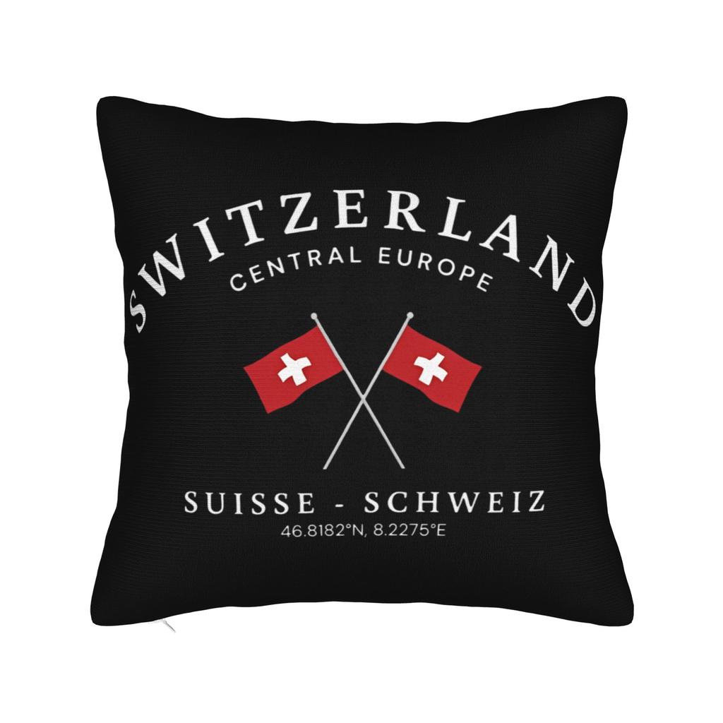 Switzerland Swiss Flag Mountains Pillowcase Printed Polyester Cushion Cover Decor Europe Throw Pillow Case Cover Seater Square