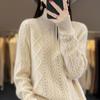 Autumn-Winter High Neck Women's Zipper Pullover Sweater - Loose Knit Long Sleeve Top