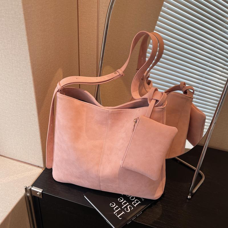 

Ретро сумка большой вместимости женская новая осенне-зимняя сумка-тоут для поездок на работу, универсальная простая на плечо через плечо розовый