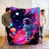 Astronaut Space Colorful Abstraction Print Blanket Flannel Material Soft Warm for All Seasons Home Outdoor Camping Picnics RV