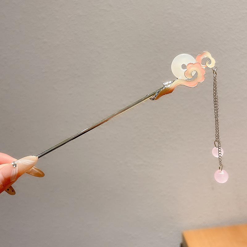 Ancient Chinese-Style Hanfu Hair Accessories: Elegant Updo Hairpins with Tassels for Women