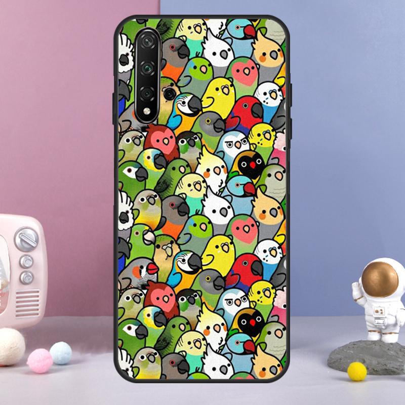 Cartoon Cockatiel Collage For Huawei Nova 9 10 SE 3i 7i 8i 11i 12i Y60 Y61 Y70 Y72 Y73 Y90 Y91 P20 P30 P40 Lite Case