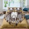 Cow Skull Duvet Cover Queen Sunflower Cattle/Bull Skeleton Bedding Set Botanical Floral Leaves Boho Tribal Polyester Quilt Cover