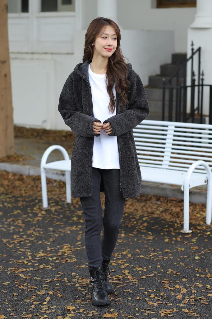 Necoat Long Long Size L Women's Parka, Fleece-Lined, Sleeves, Fall/Winter, Gray,