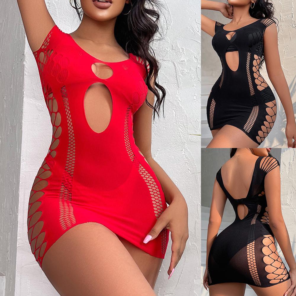 Women Fishnet Dress Dress Fishnet Hollow Out See Through