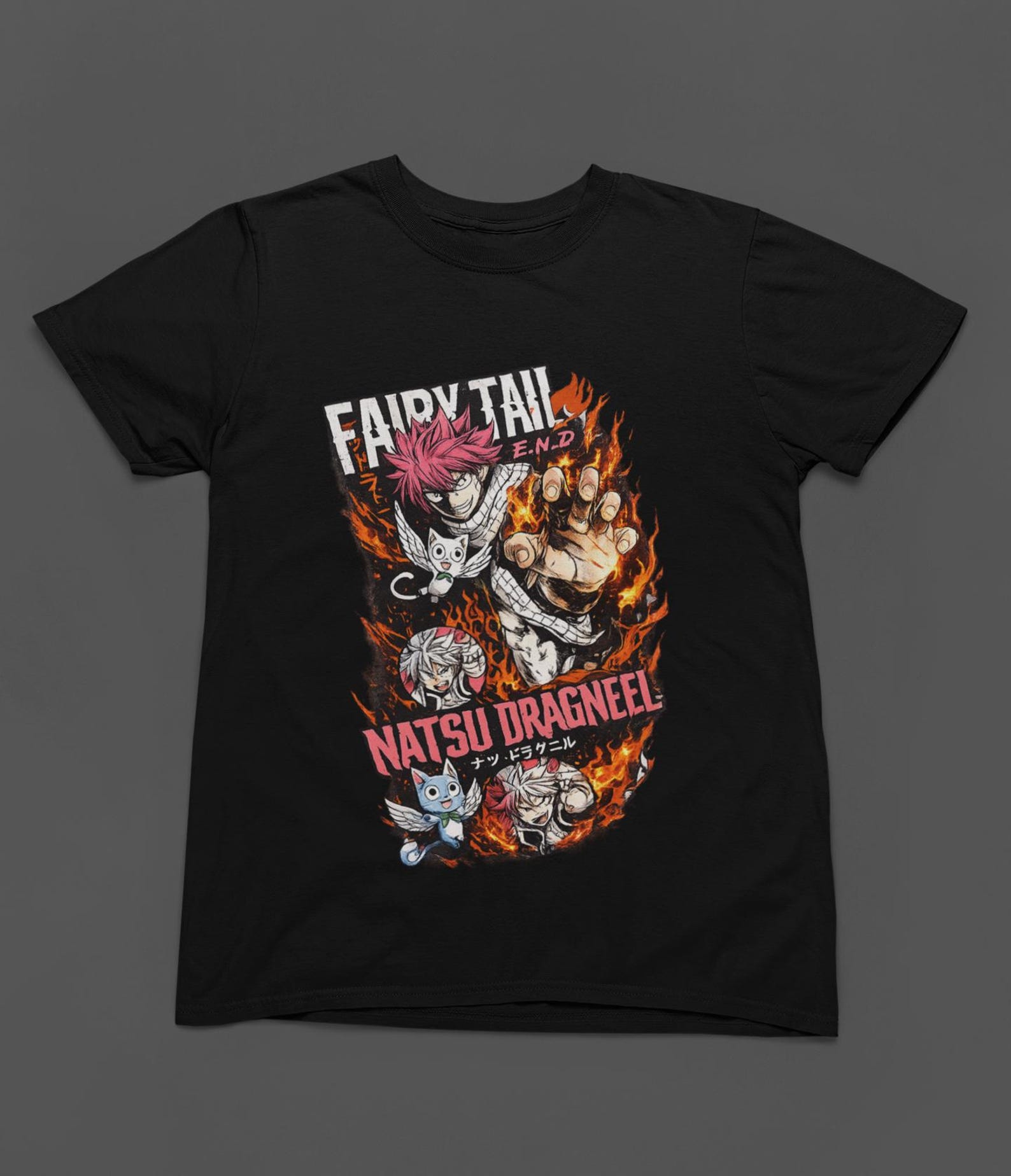 Fairy Tail Natsu Dragneel Shirt, Gray Fullbuster, Gajeel Redfox ,Fairy Tail Guild,Happy, Iron Dragon Slayer, Dragon Slayers, Anime T-Shir 2XL