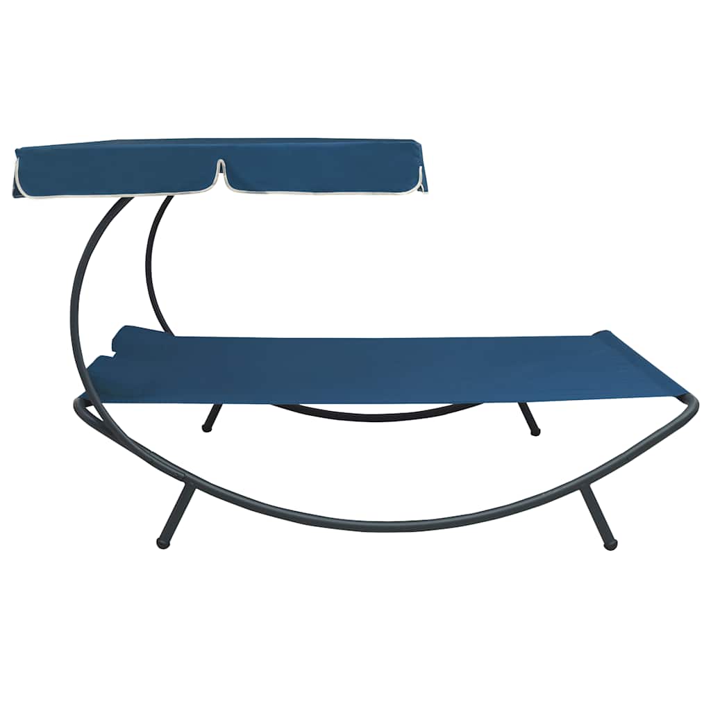 vidaXL Sun Lounger with Sun Canopy and Cushion Blue