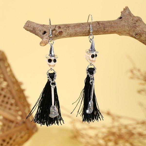 Halloween Skull Bridal Gothic Punk Skull Style Halloween Earrings For Women Punk Earrings Long Ear Drop Jewelry Gift