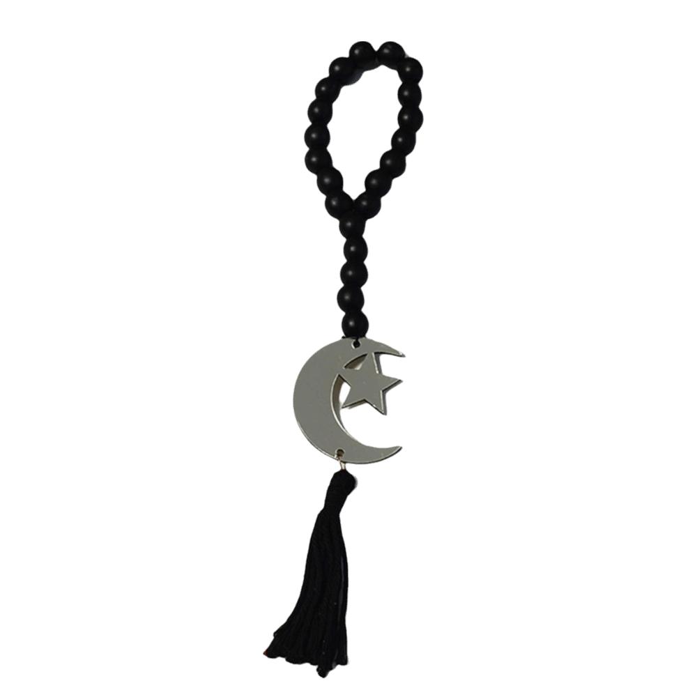 Handmade Wooden Beads Pendant Rustic Style Islamic Hanging Ornament Home Decoration