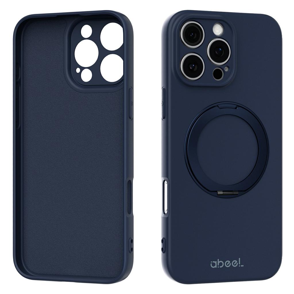 ABEEL For iPhone 16 Pro Magnetic Case Kickstand Skin Touch Liquid Silicone Phone Cover