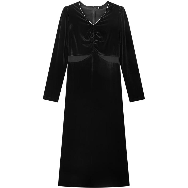 IEF Elegant V-Neck Velvet Midi Dress