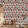 Wallpaper Flowers and Leaves Gray and Sea for Living Room and Bedroom 50x1000