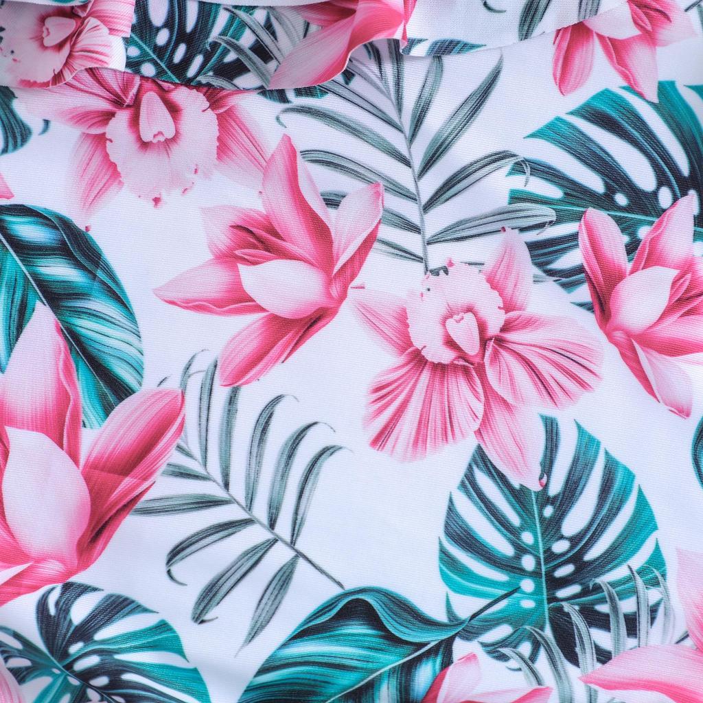 Girls' One-Shoulder Floral Print Swimsuit - Cute Swimwear for Kids.