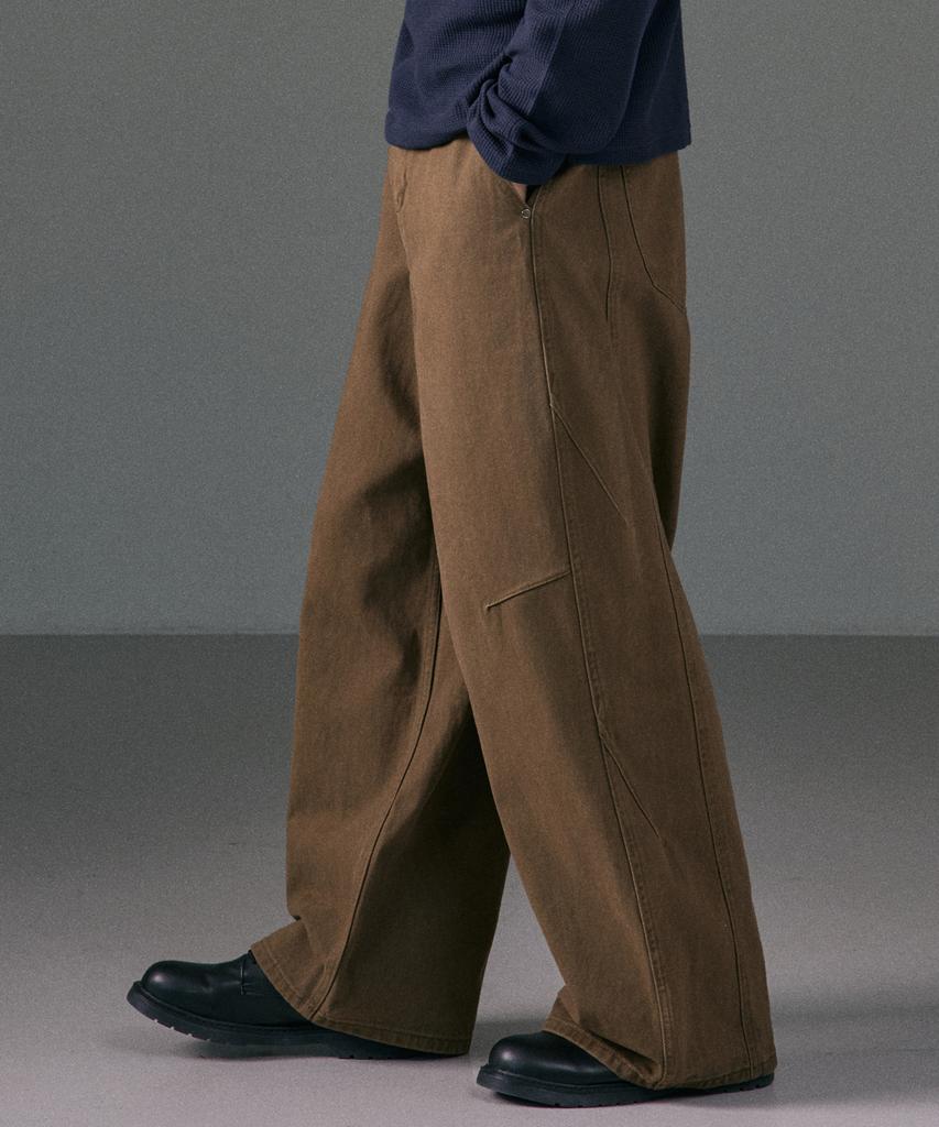 LXT Natural Washed Cotton Wide Straight Pants [Brown]