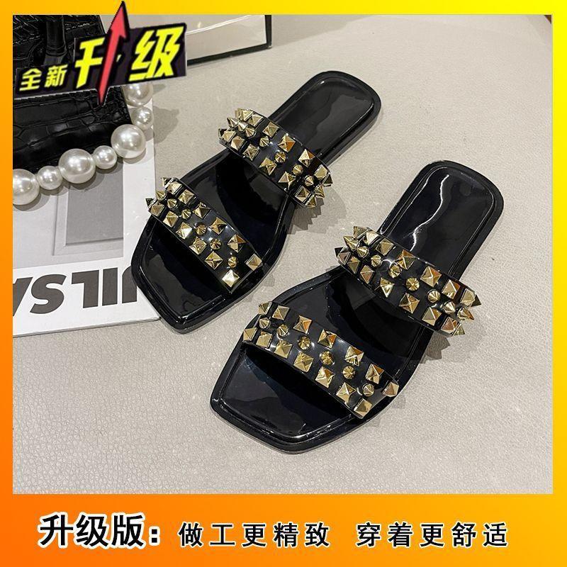 French temperament willow nails high sense women's cool slippers 2025 summer new wear versatile word with sandals women