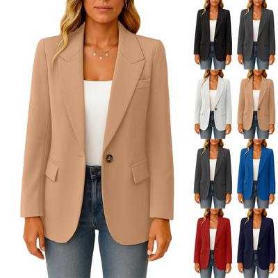 Women's Fashionable Solid Color Suit Jacket With A Single Button Pocket And A Casual Commuting Jacket Jacket