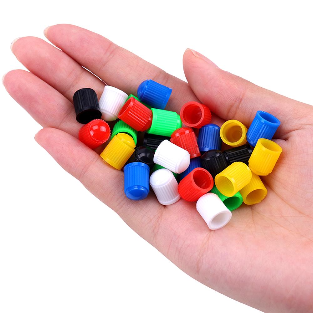 100Pcs/Lot Bike Tire Valve Caps, Plastic Schrader Valve Multi-Color Bicycle Tire Valve Cap Dust Covers