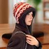 Fair Isle Style Knitted Hat For Women Retro Dual-Use Bag Hat Warm Wool Hat Earmuffs