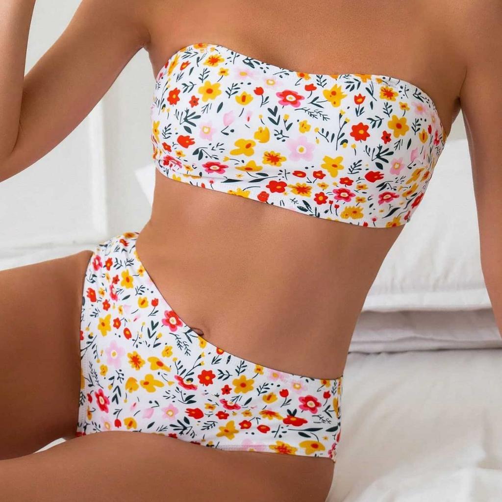 New beach swimsuit high waist women sexy floral suspender bikini European and American swimsuit suspender swimsuit