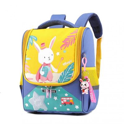 Cartoon Kaninchen Kinder Tasche, Wasserdichter Gelber Rucksack mit Massageträgern für Schule und Reise, Leichtes Design