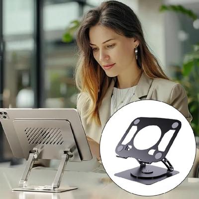 Durability Carbon Steel Laptop Stand Risers Offering 360°Rotation, Efficient Heat Dissipation, and Secure Silicone Grip