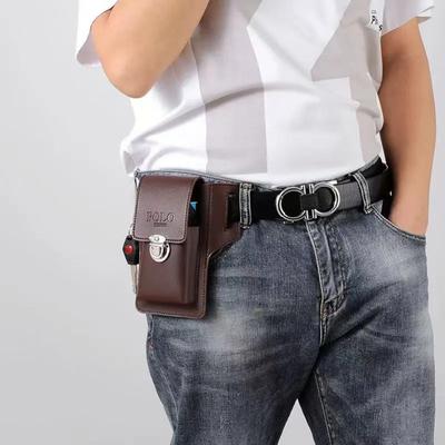 Multifunctional PU Belt Waist Bag Portable Solid Color Phone Waist Bag Vintage Leather Bag Travel Casual Phone Bags Sports Bag