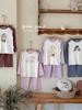 Children's Rabbit Cartoon Round Neck Pajama Set - Pure Cotton Autumn/Winter 2025 Top & Pants for Boys & Girls