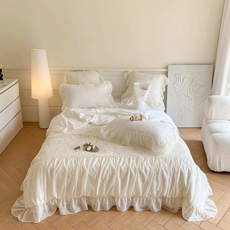 Helena French Style  Summer Quilt Set  New Sweetheart Bow Summer Four Piece Set Soft Cool Blanket Duvet Air-Condition Quilt