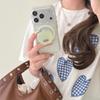 Korean Style Polka Dot Green Phone Case with Stand for iPhone 17/16/15 Pro Max