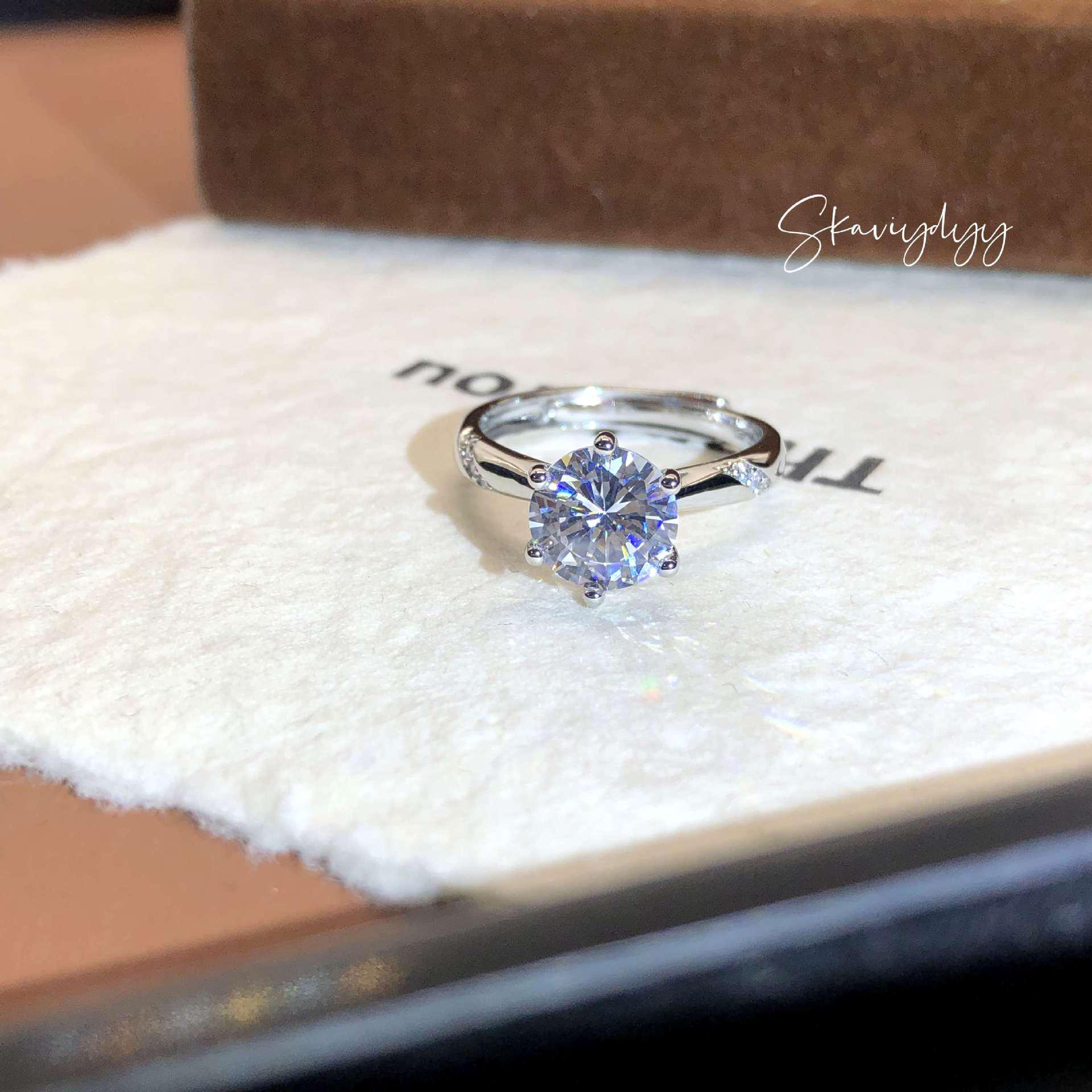 Luxurious Imitation Blue Topaz Open Ring – 2 Carat Sparkling Fireworks Cut Adjustable Open