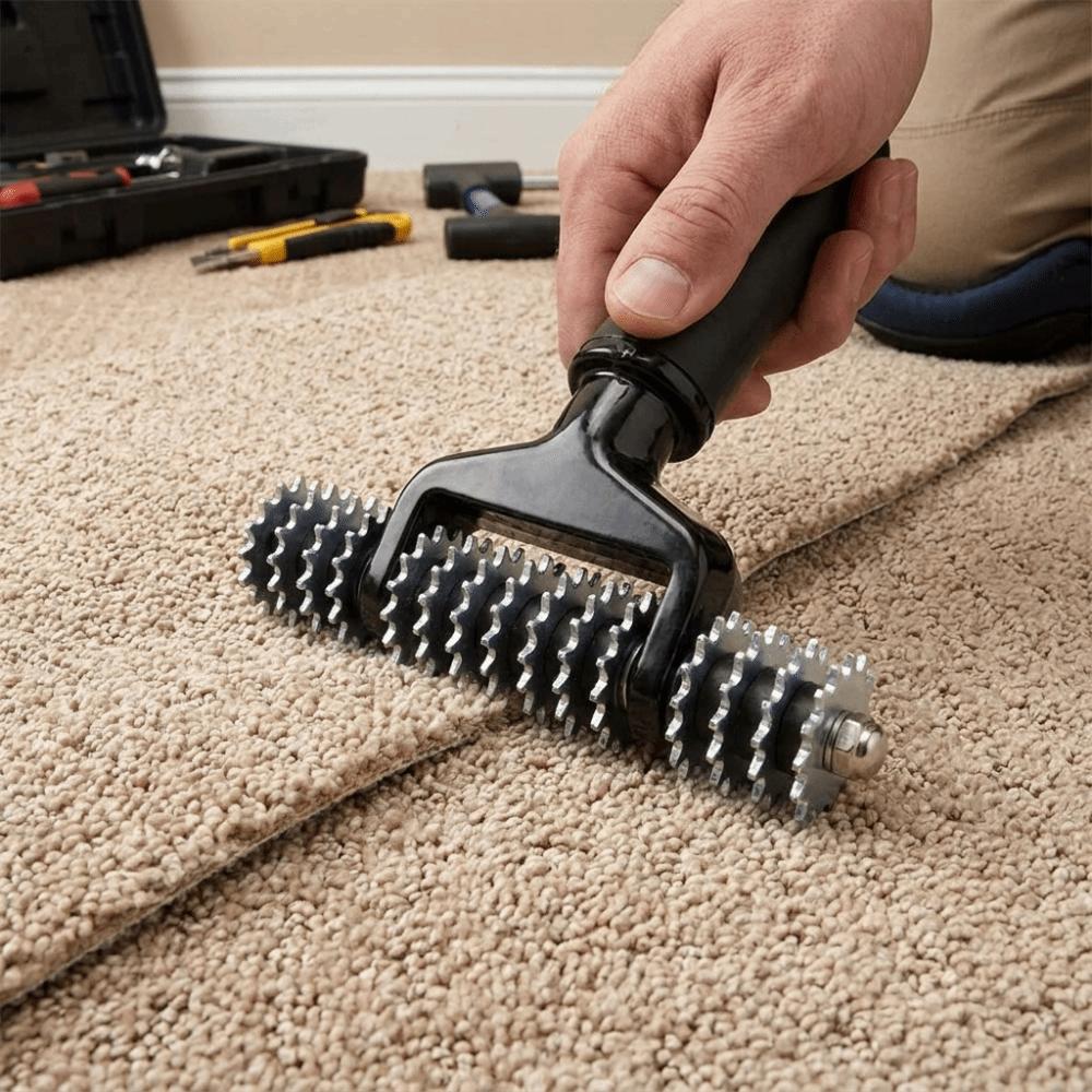 Ergonomic Non-Slip Grip Carpet Seam Roller Serrated Toothed Roller Partial Carpet Repair