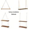 1PC Wooden Swing Hanging Hemp Rope Wall Shelve Mounted Floating Home Living Room Plant Flower Pot Tray Storage Garden Decoration