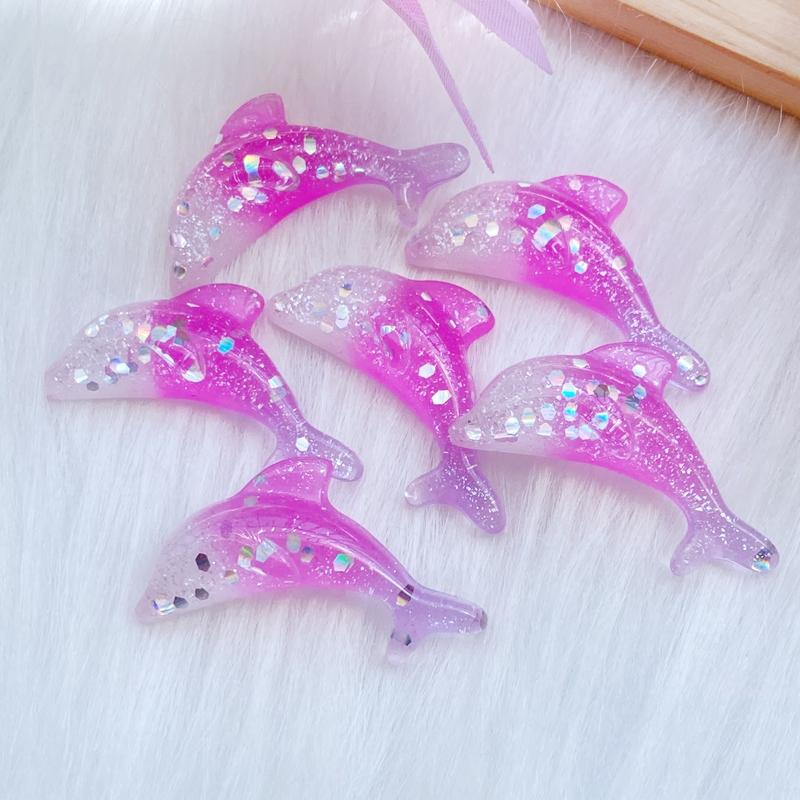 10Pcs New Resin Lovely Mixed Mini Shining Dolphin Flatback Cabochon Scrapbook Kawaii DIY Embellishments Accessories W03