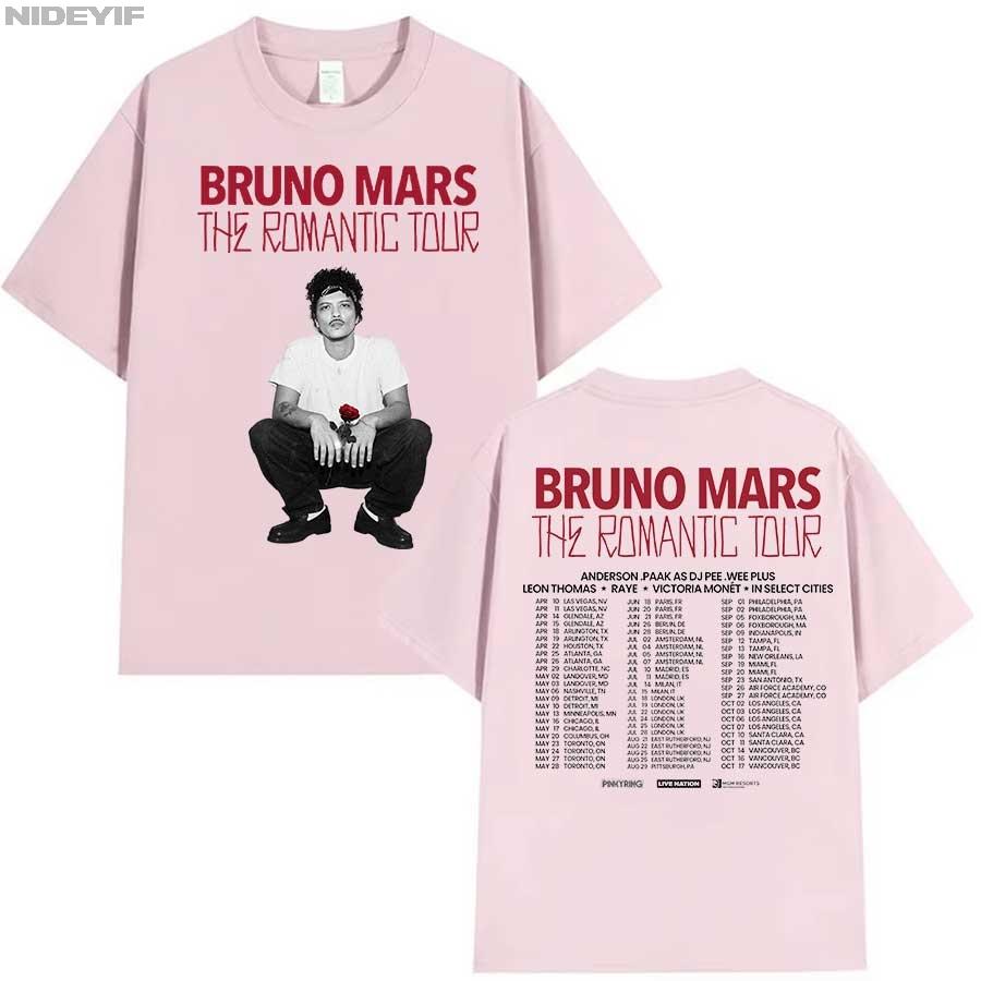 Bruno Mars The RoUnisextic Tour T-Shirt für Unisex Damen Hiphop Streetwear Oversized Tops 100% Baumwolle T-Shirt BM6