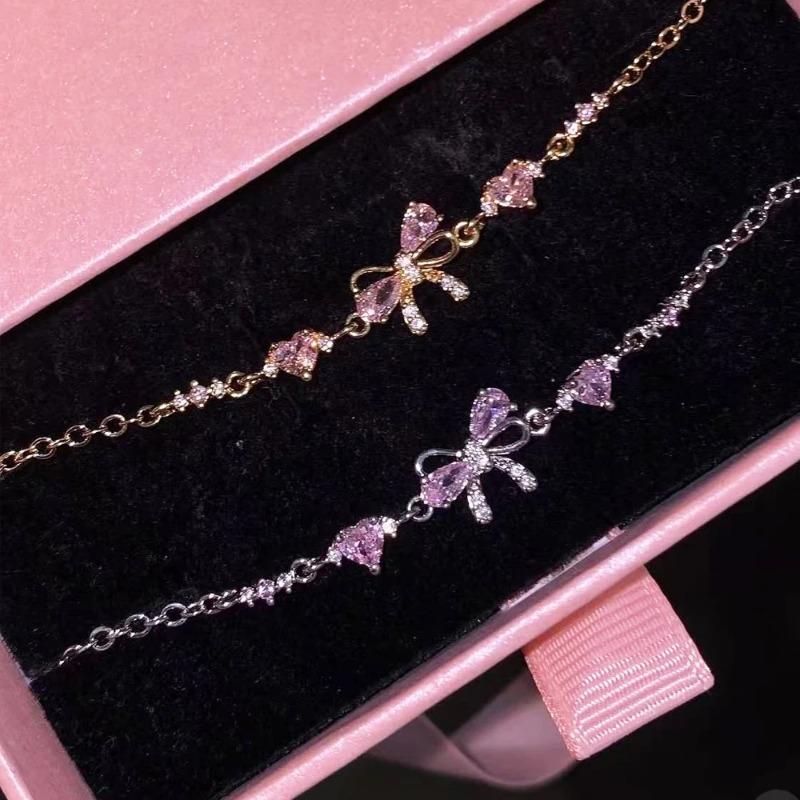Braccialetto Rosa con Zirconia Cubica e Fiori di Vite, Braccialetto Metallico Dolce e Romantico per Donne Gioielli Regali per Matrimoni e Feste