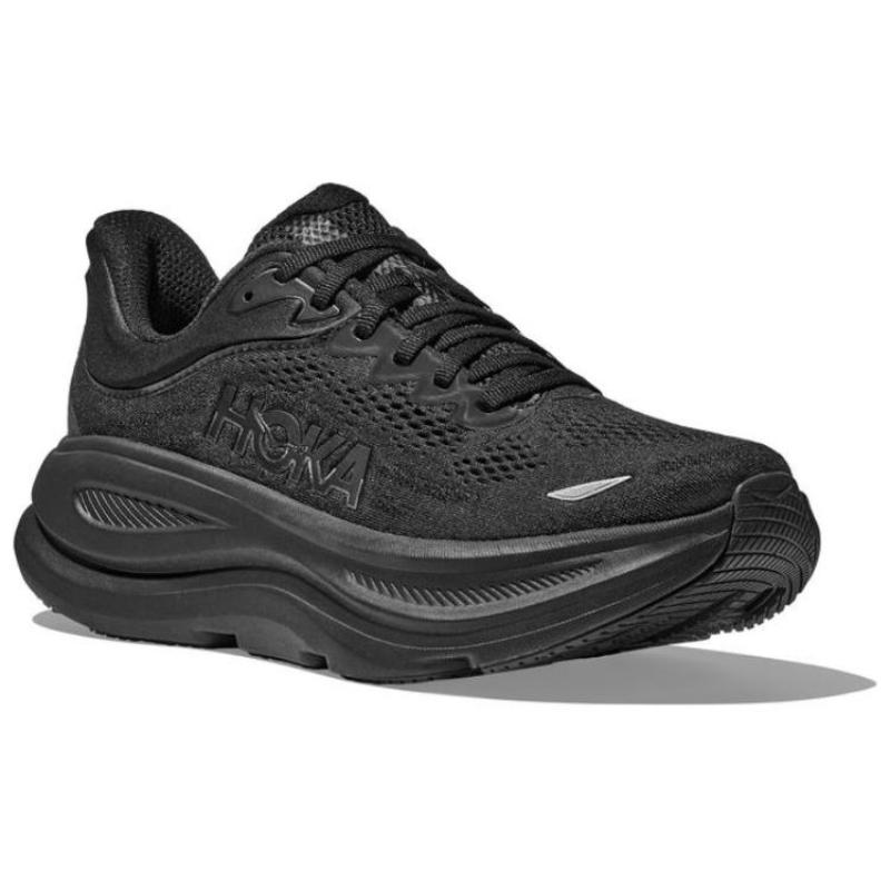 HOKA ONE ONE Bondi 9 Anti Slip Wear Resistant Low Top Running Shoes Men's Black Loose Fit Sneakers 1162013-BBLC