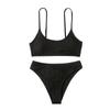 Women's Summer Fashion Sexy Color Waist Split Strap Bikini Swimsuit Set