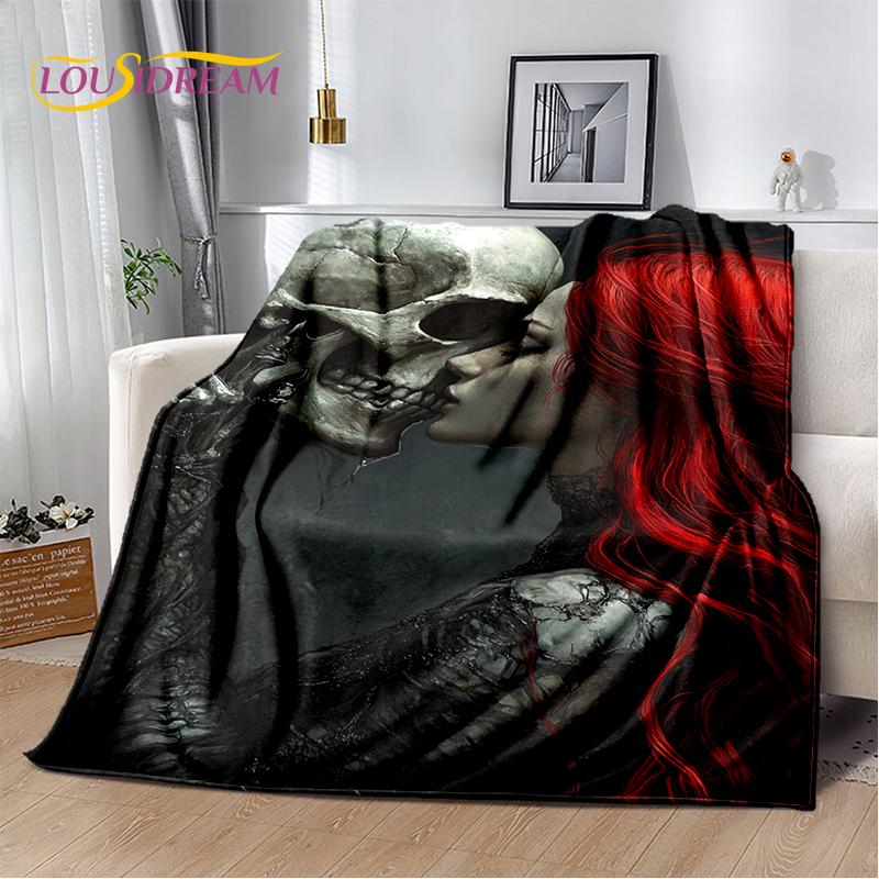 2025 New Gothic Horror Character Skull Ghost Soft Blanket,Soft Throw Blanket for Home Bedroom Bed Sofa Picnic Travel Child Gift