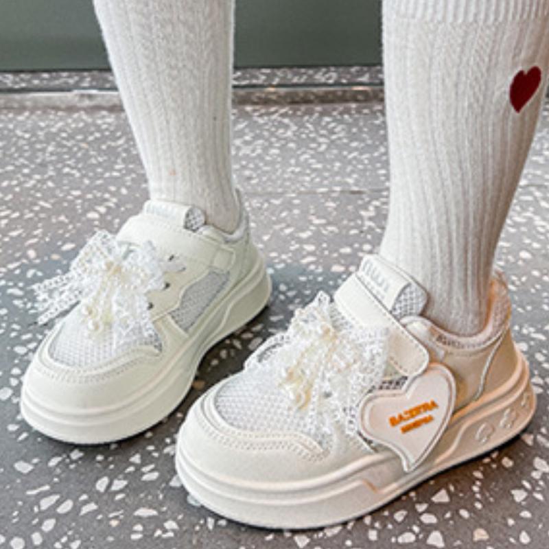 Dětské sportovní boty s perlovou mašlí Protiskluzové Odolné proti opotřebení Prodyšné Nové Venkovní Dívčí Ležérní Boty